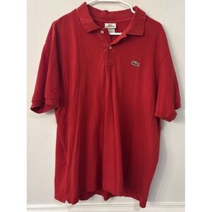 Lacoste Polo Shirt Mens Size 7 (2XL) Red‎ Short Sleeve Classic Crocodile